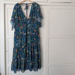 Eshakti Floral tiered midi dress w/ pockets!